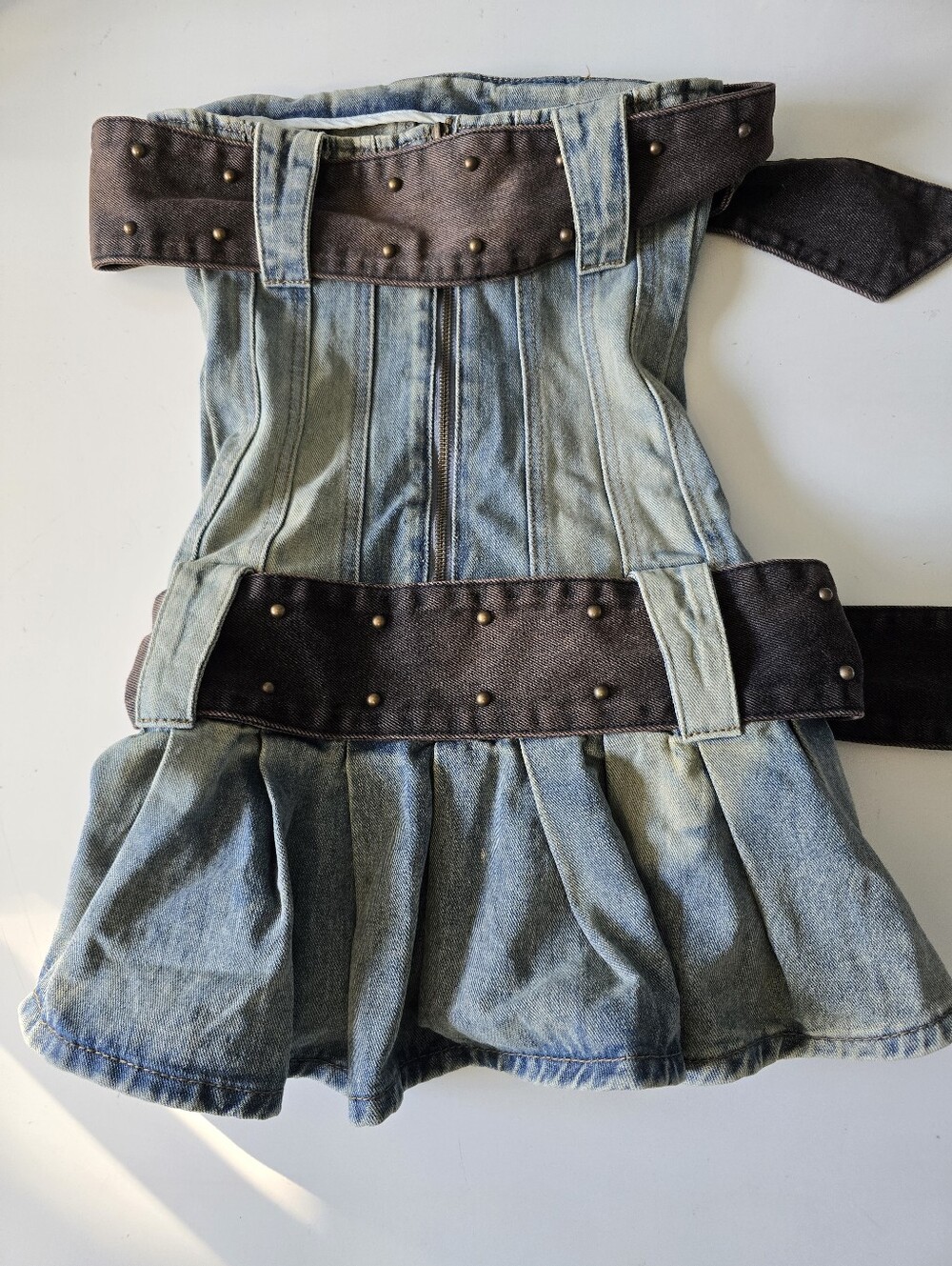 Jaded London Chelsea Denim Kilt Mini Dress Size 2 NEW - Picture 3 of 12